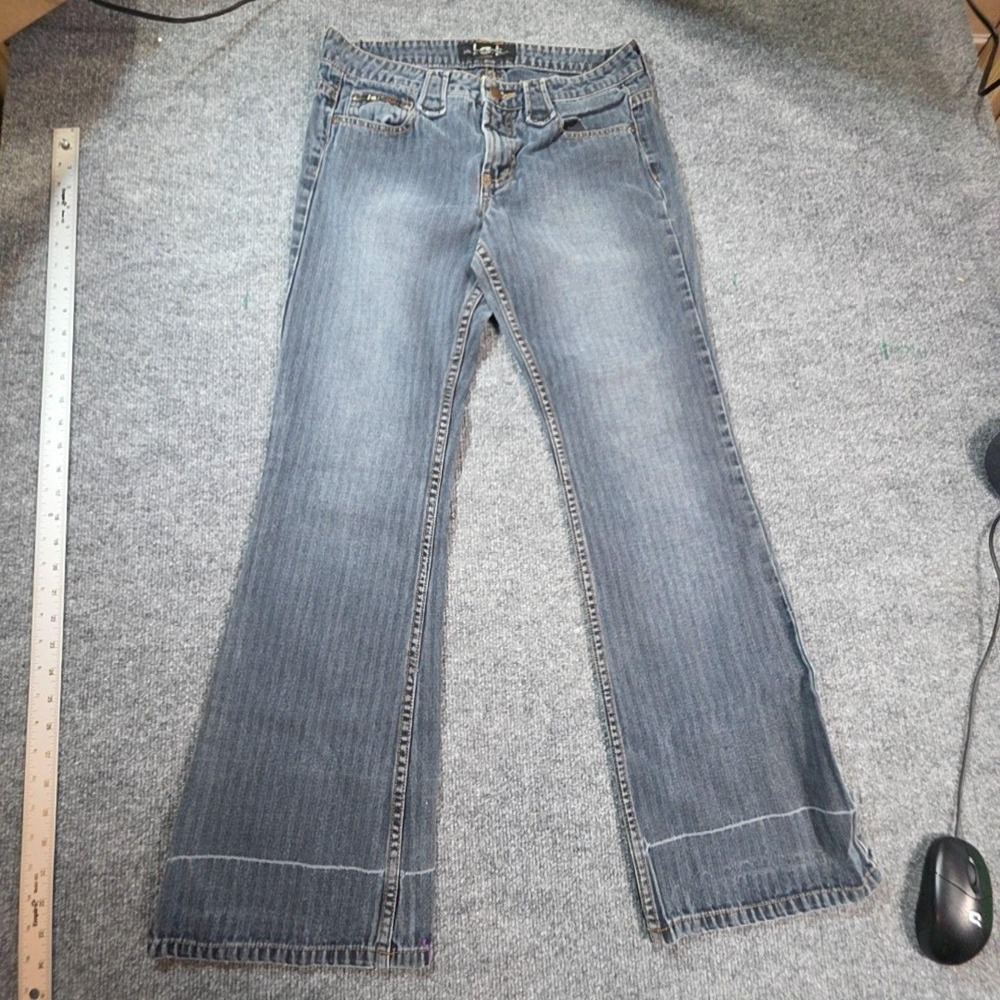 L.e.i. Jeans Juniors 7 Blue Medium Wash Bootcut 28x30 Herringbone Denim Casual